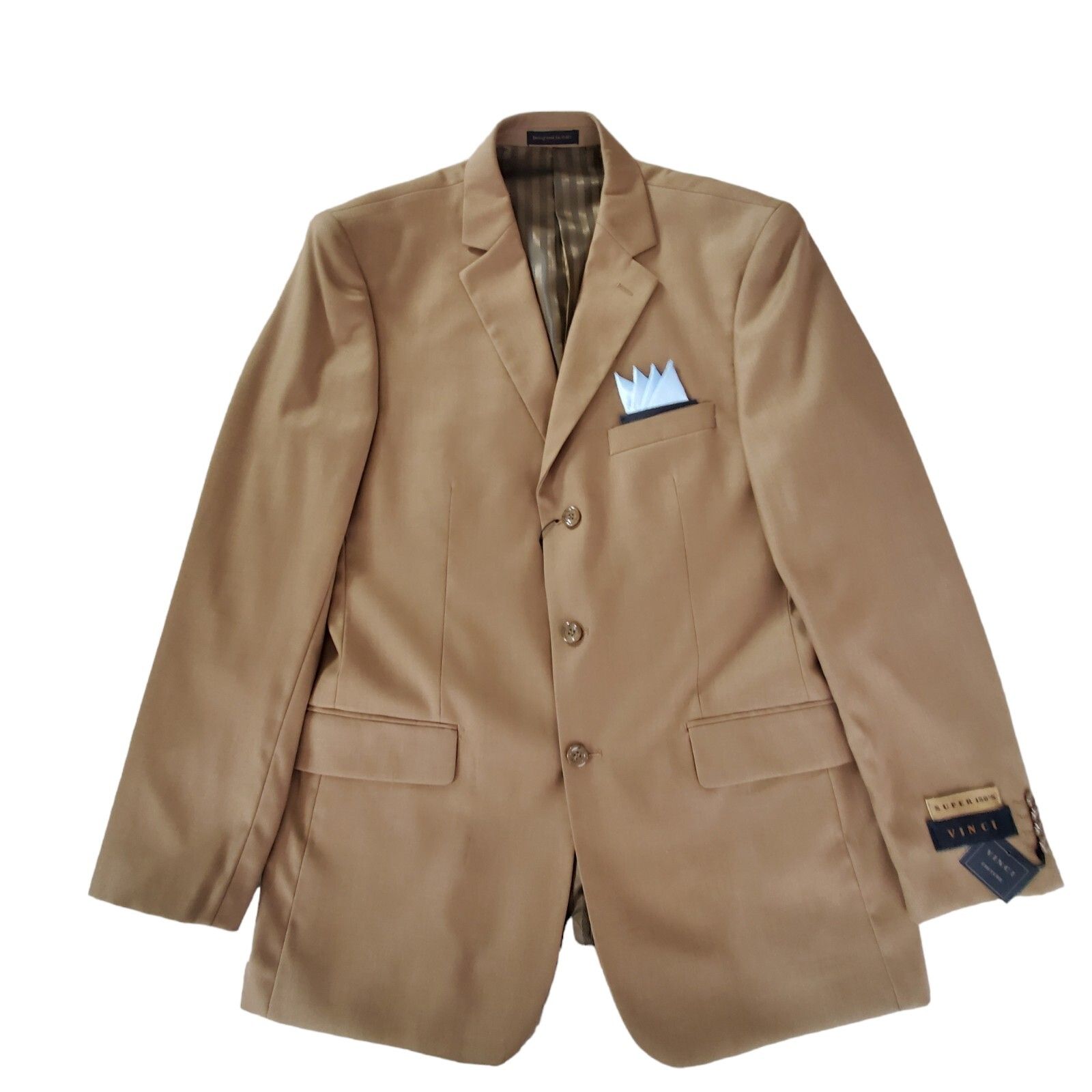 Vinci Couture Super 150's Suit Jacket British Khaki Italian Made Men's 42l $360
